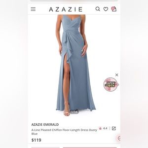 Azazie Bridesmaid dress- style emerald. Color dusty blue. Size 10.